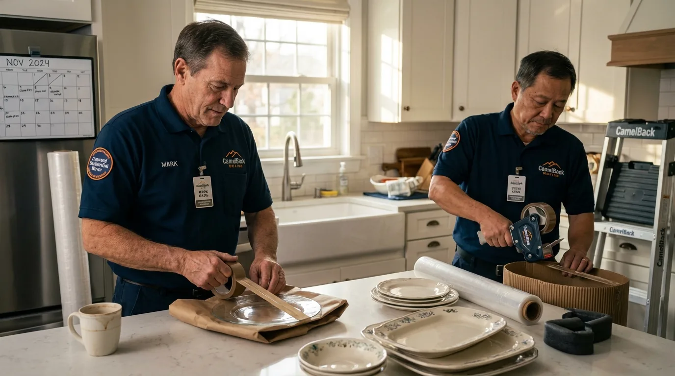 Professional crew packing kitchen dishware in Dahlgren, VA